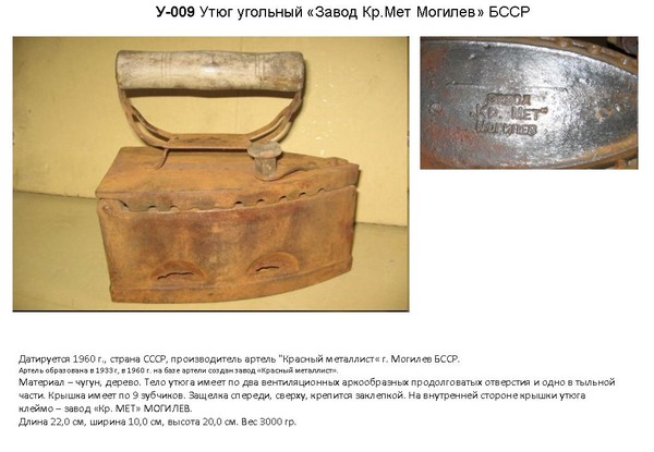 Irons museum. Collecting vintage irons. History of ironing. История глажения. Утюги на углях. г. Могилев. БССР. Завод "Красный металлист".